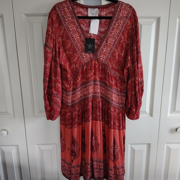 Area Stars His Mix Print Long Sleeve Dress M - Picture 6 of 15